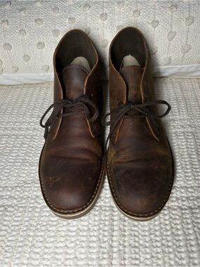 Clarks Men's Dark Brown Bushacre Leather Chukka Boots